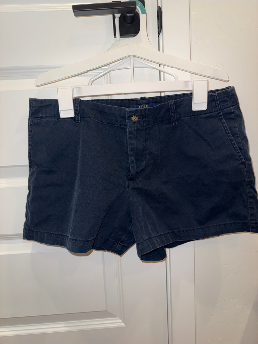 Ralph Lauren Navy Blue Chino Shorts with Embroidered Pony